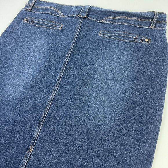 No Fuze Denim Pencil Skirt Women’s Size 18 Blue Jean Soft Stretch Knee Length - Picture 4 of 13